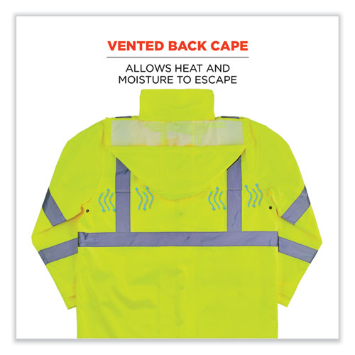 Glowear 8366 Class 3 Lightweight Hi-vis Rain Jacket, Polyester, 3x-large, Lime, Ships In 1-3 Business Days