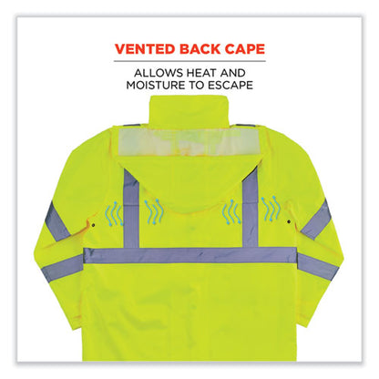 Glowear 8366 Class 3 Lightweight Hi-vis Rain Jacket, Polyester, 3x-large, Lime, Ships In 1-3 Business Days