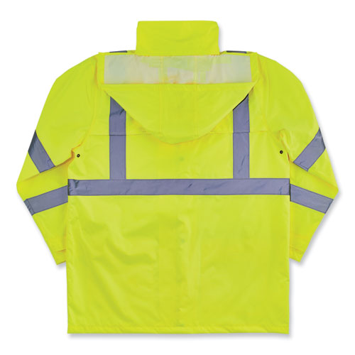 Glowear 8366 Class 3 Lightweight Hi-vis Rain Jacket, Polyester, 3x-large, Lime, Ships In 1-3 Business Days