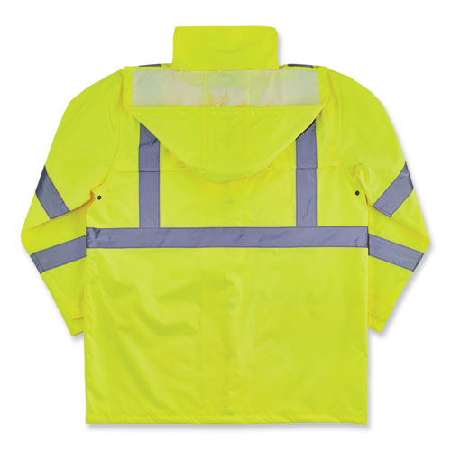 Glowear 8366 Class 3 Lightweight Hi-vis Rain Jacket, Polyester, 4x-large, Lime, Ships In 1-3 Business Days