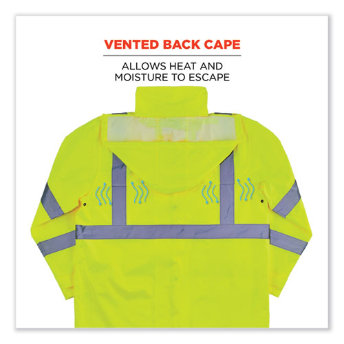 Glowear 8366 Class 3 Lightweight Hi-vis Rain Jacket, Polyester, 4x-large, Lime, Ships In 1-3 Business Days