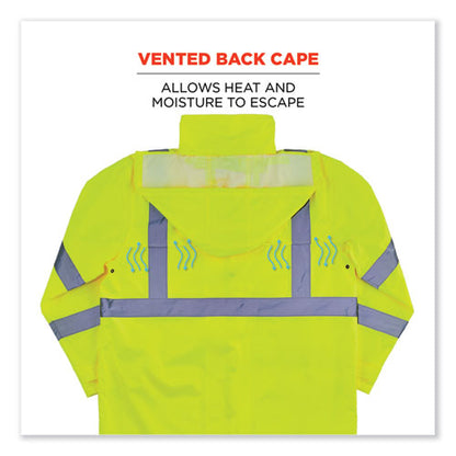 Glowear 8366 Class 3 Lightweight Hi-vis Rain Jacket, Polyester, 5x-large, Lime, Ships In 1-3 Business Days