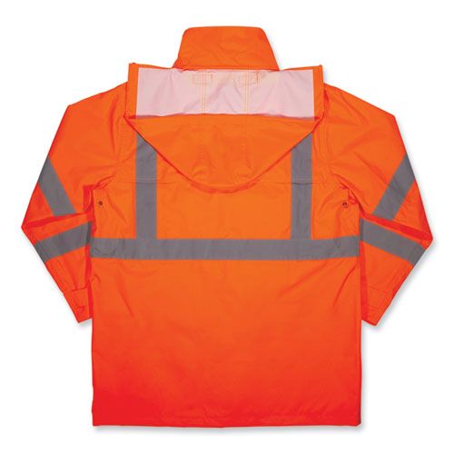 Glowear 8366 Class 3 Lightweight Hi-vis Rain Jacket, Polyester, Medium, Orange, Ships In 1-3 Business Days