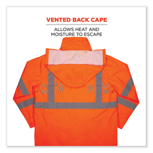 Glowear 8366 Class 3 Lightweight Hi-vis Rain Jacket, Polyester, Medium, Orange, Ships In 1-3 Business Days