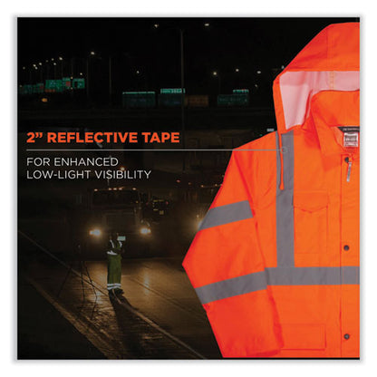 Glowear 8366 Class 3 Lightweight Hi-vis Rain Jacket, Polyester, Large, Orange, Ships In 1-3 Business Days