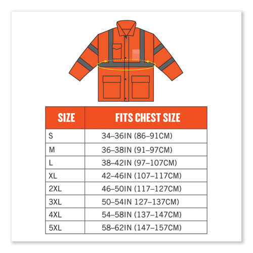 Glowear 8366 Class 3 Lightweight Hi-vis Rain Jacket, Polyester, Large, Orange, Ships In 1-3 Business Days