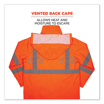 Glowear 8366 Class 3 Lightweight Hi-vis Rain Jacket, Polyester, X-large, Orange, Ships In 1-3 Business Days