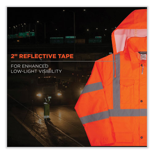 Glowear 8366 Class 3 Lightweight Hi-vis Rain Jacket, Polyester, 2x-large, Orange, Ships In 1-3 Business Days