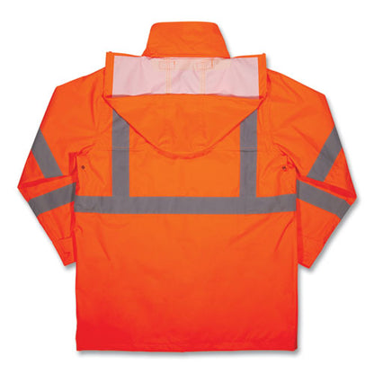 Glowear 8366 Class 3 Lightweight Hi-vis Rain Jacket, Polyester, 3x-large, Orange, Ships In 1-3 Business Days
