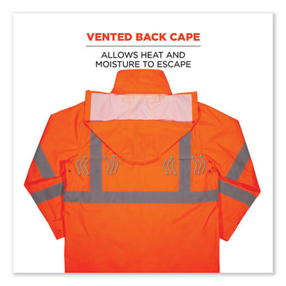 Glowear 8366 Class 3 Lightweight Hi-vis Rain Jacket, Polyester, 3x-large, Orange, Ships In 1-3 Business Days