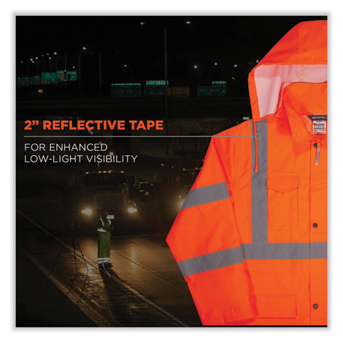 Glowear 8366 Class 3 Lightweight Hi-vis Rain Jacket, Polyester, 4x-large, Orange, Ships In 1-3 Business Days