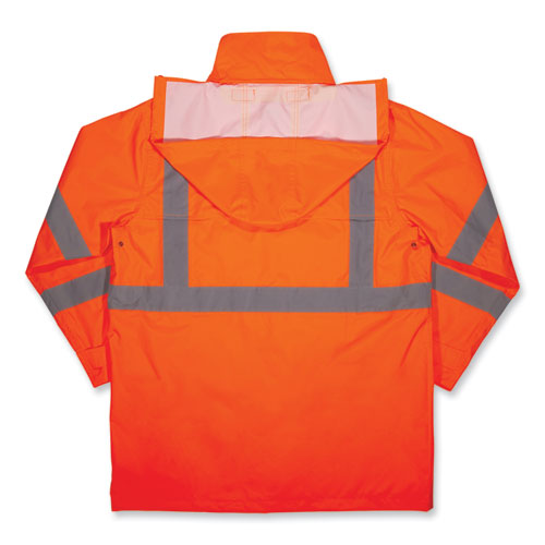 Glowear 8366 Class 3 Lightweight Hi-vis Rain Jacket, Polyester, 4x-large, Orange, Ships In 1-3 Business Days