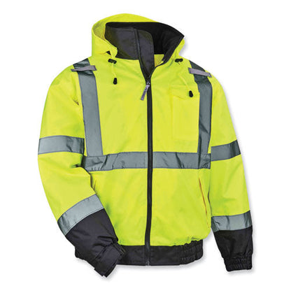 Glowear 8379 Class 3 Hi-vis Fleece Lined Bomber Jacket, Lime, X-large, Ships In 1-3 Business Days
