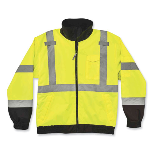 Glowear 8379 Class 3 Hi-vis Fleece Lined Bomber Jacket, Lime, X-large, Ships In 1-3 Business Days