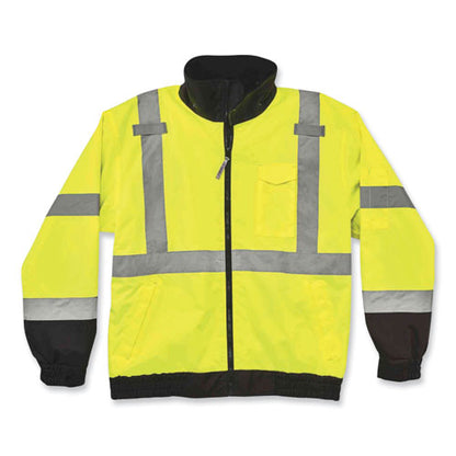 Glowear 8379 Class 3 Hi-vis Fleece Lined Bomber Jacket, Lime, X-large, Ships In 1-3 Business Days