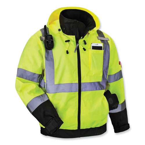 Glowear 8379 Class 3 Hi-vis Fleece Lined Bomber Jacket, Lime, X-large, Ships In 1-3 Business Days