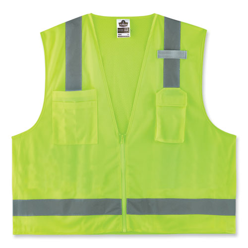 Glowear 8249z-s Single Size Class 2 Economy Surveyors Zipper Vest, Polyester, X-small, Lime, Ships In 1-3 Business Days