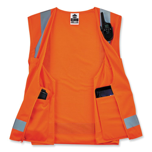 Glowear 8249z-s Single Size Class 2 Economy Surveyors Zipper Vest, Polyester, Medium, Orange, Ships In 1-3 Business Days