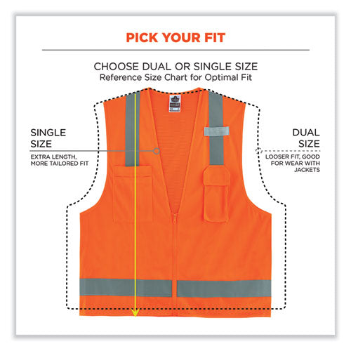 Glowear 8249z-s Single Size Class 2 Economy Surveyors Zipper Vest, Polyester, 3x-large, Orange, Ships In 1-3 Business Days