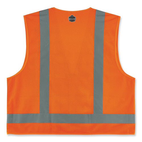 Glowear 8249z-s Single Size Class 2 Economy Surveyors Zipper Vest, Polyester, 4x-large, Orange, Ships In 1-3 Business Days