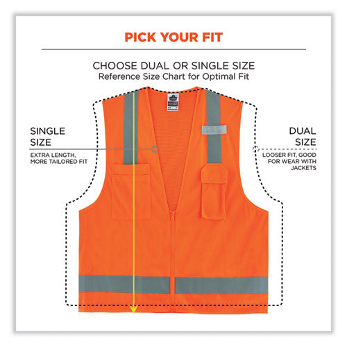 Glowear 8249z-s Single Size Class 2 Economy Surveyors Zipper Vest, Polyester, 4x-large, Orange, Ships In 1-3 Business Days