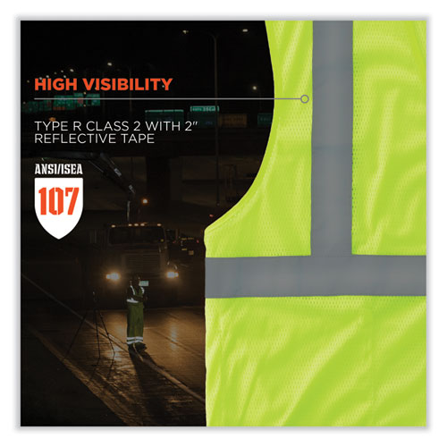 Glowear 8210hl-s Single Size Class 2 Economy Mesh Vest, Polyester, 5x-large, Lime, Ships In 1-3 Business Days