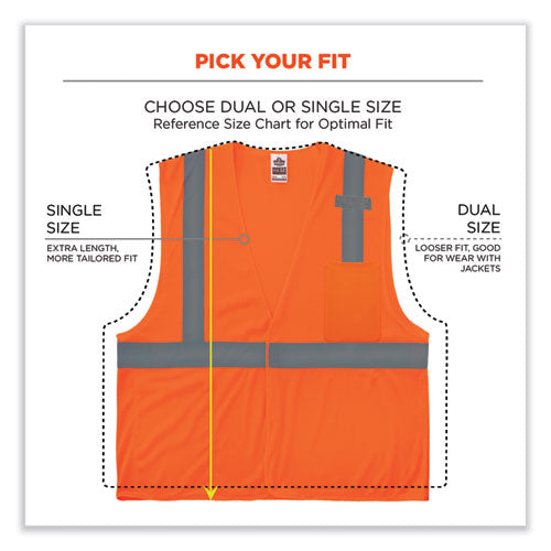 Glowear 8210hl-s Single Size Class 2 Economy Mesh Vest, Polyester, Medium, Orange, Ships In 1-3 Business Days