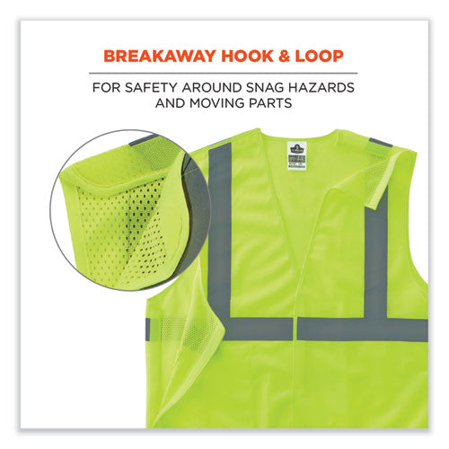 Glowear 8215ba-s Single Size Class 2 Economy Breakaway Mesh Vest, Polyester, Small, Lime, Ships In 1-3 Business Days