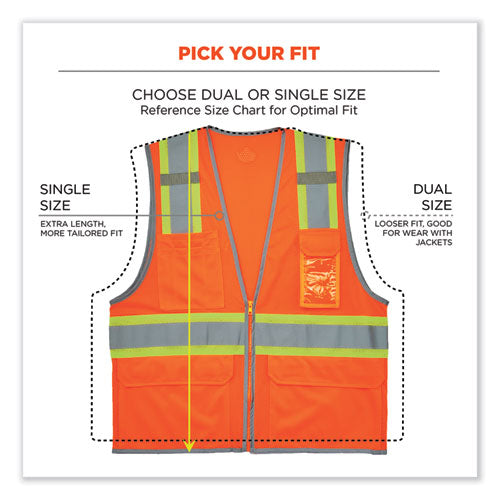 Glowear 8246z-s Single Size Class 2 Two-tone Mesh Vest, Polyester, Small, Orange, Ships In 1-3 Business Days
