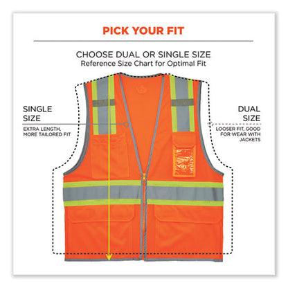 Glowear 8246z-s Single Size Class 2 Two-tone Mesh Vest, Polyester, Small, Orange, Ships In 1-3 Business Days