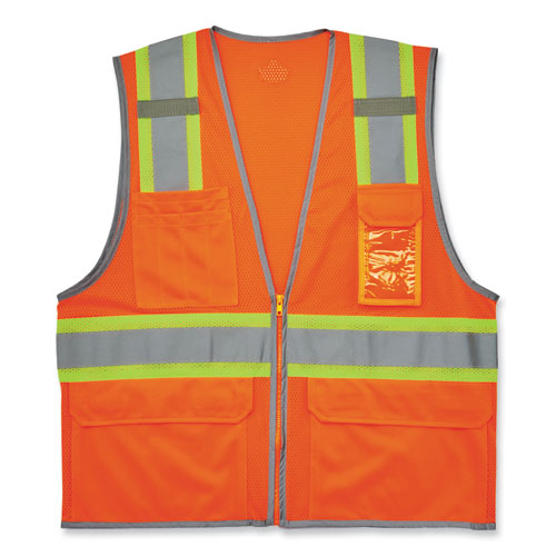 Glowear 8246z-s Single Size Class 2 Two-tone Mesh Vest, Polyester, Medium, Orange, Ships In 1-3 Business Days