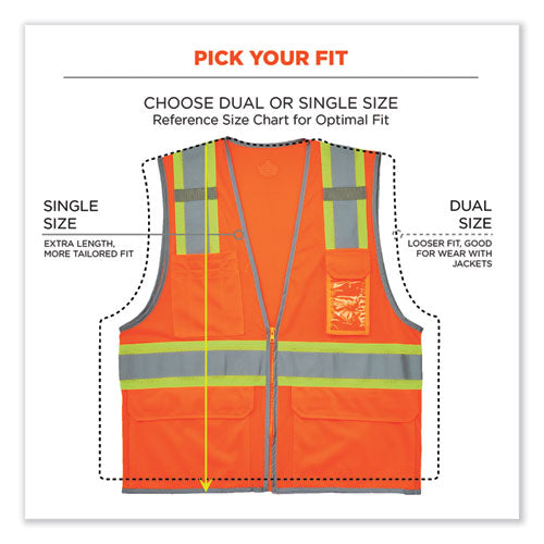 Glowear 8246z-s Single Size Class 2 Two-tone Mesh Vest, Polyester, 2x-large, Orange, Ships In 1-3 Business Days