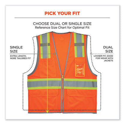 Glowear 8246z-s Single Size Class 2 Two-tone Mesh Vest, Polyester, 2x-large, Orange, Ships In 1-3 Business Days