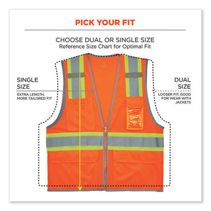 Glowear 8246z-s Single Size Class 2 Two-tone Mesh Vest, Polyester, 3x-large, Orange, Ships In 1-3 Business Days