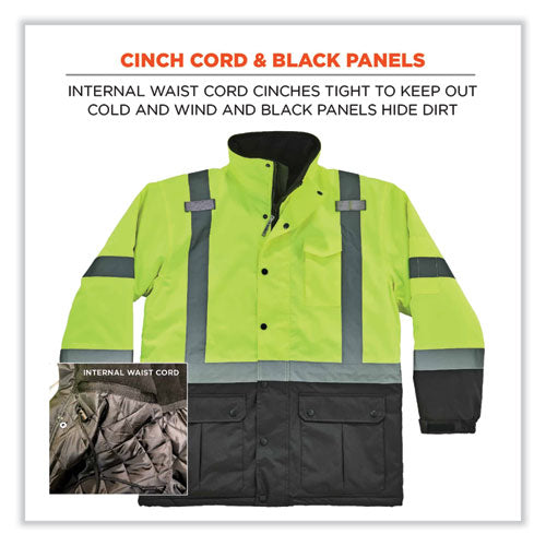 Glowear 8384 Class 3 Hi-vis Quilted Thermal Parka, 3x-large, Lime, Ships In 1-3 Business Days