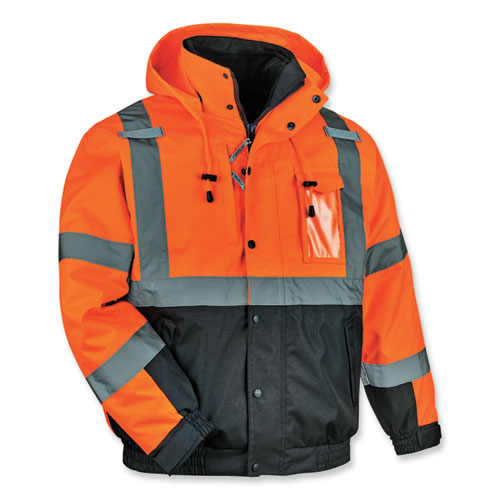 Glowear 8381 Class 3 Hi-vis 4-in-1 Quilted Bomber Jacket, Orange, Medium, Ships In 1-3 Business Days