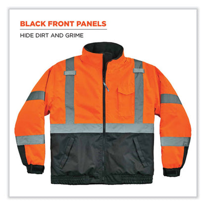 Glowear 8377 Class 3 Hi-vis Quilted Bomber Jacket, Orange, Small, Ships In 1-3 Business Days