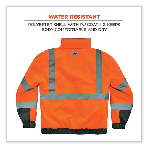 Glowear 8377 Class 3 Hi-vis Quilted Bomber Jacket, Orange, X-large, Ships In 1-3 Business Days