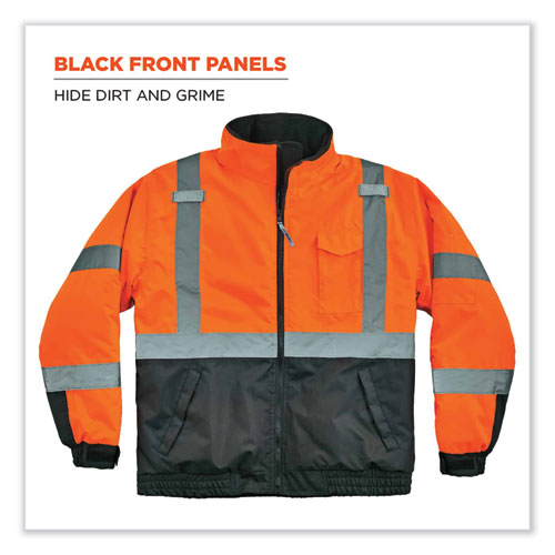 Glowear 8377 Class 3 Hi-vis Quilted Bomber Jacket, Orange, 4x-large, Ships In 1-3 Business Days