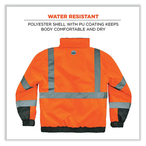 Glowear 8377 Class 3 Hi-vis Quilted Bomber Jacket, Orange, 4x-large, Ships In 1-3 Business Days