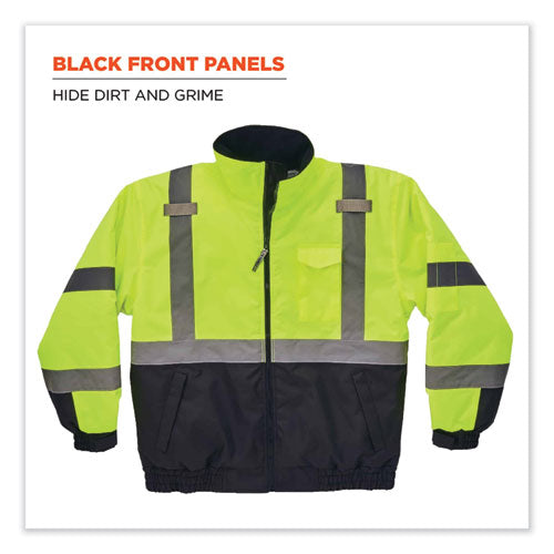 Glowear 8377 Class 3 Hi-vis Quilted Bomber Jacket, Lime, Medium, Ships In 1-3 Business Days
