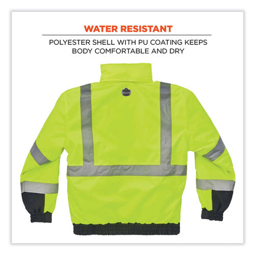 Glowear 8377 Class 3 Hi-vis Quilted Bomber Jacket, Lime, Large, Ships In 1-3 Business Days
