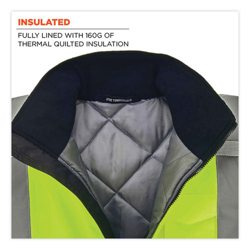 Glowear 8377 Class 3 Hi-vis Quilted Bomber Jacket, Lime, X-large, Ships In 1-3 Business Days