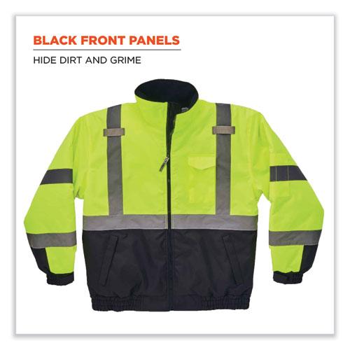 Glowear 8377 Class 3 Hi-vis Quilted Bomber Jacket, Lime, 3x-large, Ships In 1-3 Business Days