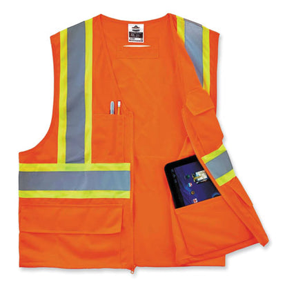 Glowear 8235zx Class 2 Two-tone X-back Vest, Polyester, Large/x-large, Orange, Ships In 1-3 Business Days