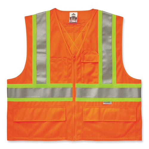 Glowear 8235zx Class 2 Two-tone X-back Vest, Polyester, 4x-large/5x-large, Orange, Ships In 1-3 Business Days