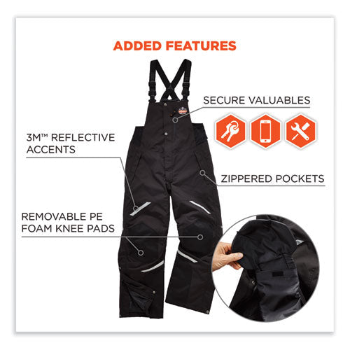 N-Ferno 6471 Thermal Bibs with 500D Nylon Shell, 4X-Large, Black, Ships in 1-3 Business Days