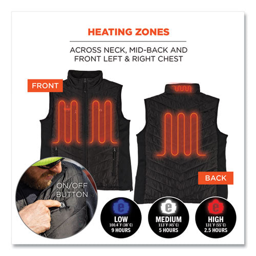 N-ferno 6495 Rechargeable Heated Vest With Battery Power Bank, Fleece/polyester, 2x-large, Black, Ships In 1-3 Business Days