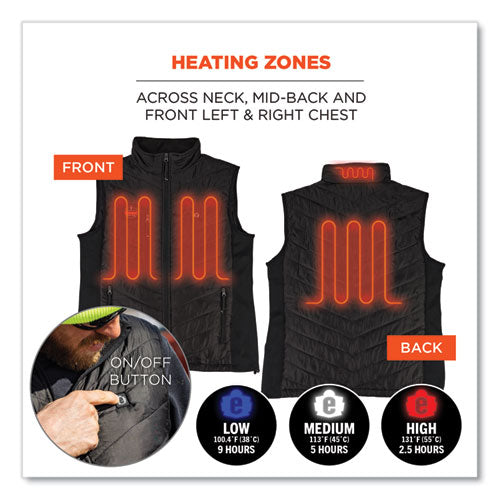 N-ferno 6495 Rechargeable Heated Vest With Battery Power Bank, Fleece/polyester, 4x-large, Black, Ships In 1-3 Business Days