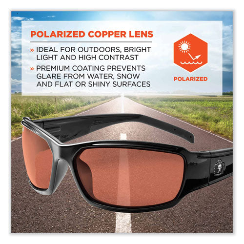 Skullerz Thor Safety Glasses, Black Nylon Impact Frame, Polarized Copper Polycarbonate Lens, Ships In 1-3 Business Days